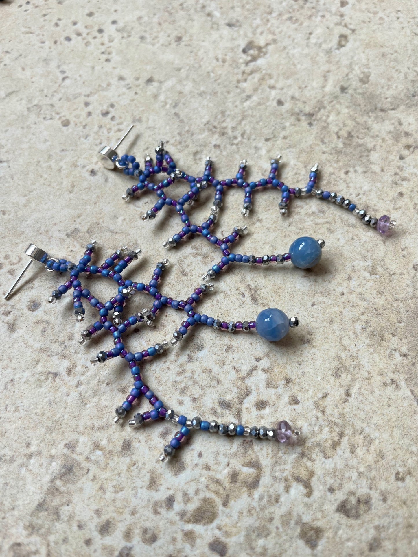 Semi glazed blue with silver