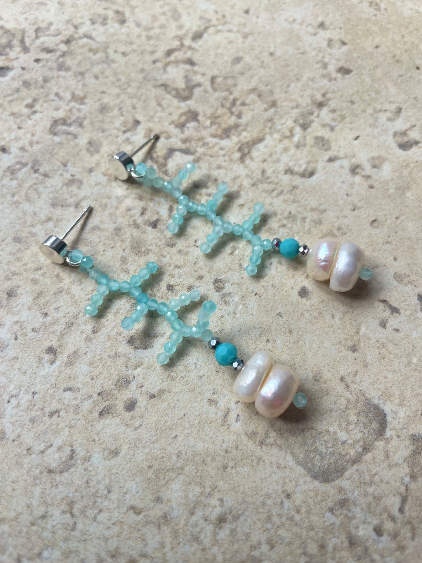 EILIN_Amazonit facettiert with freshwater pearls