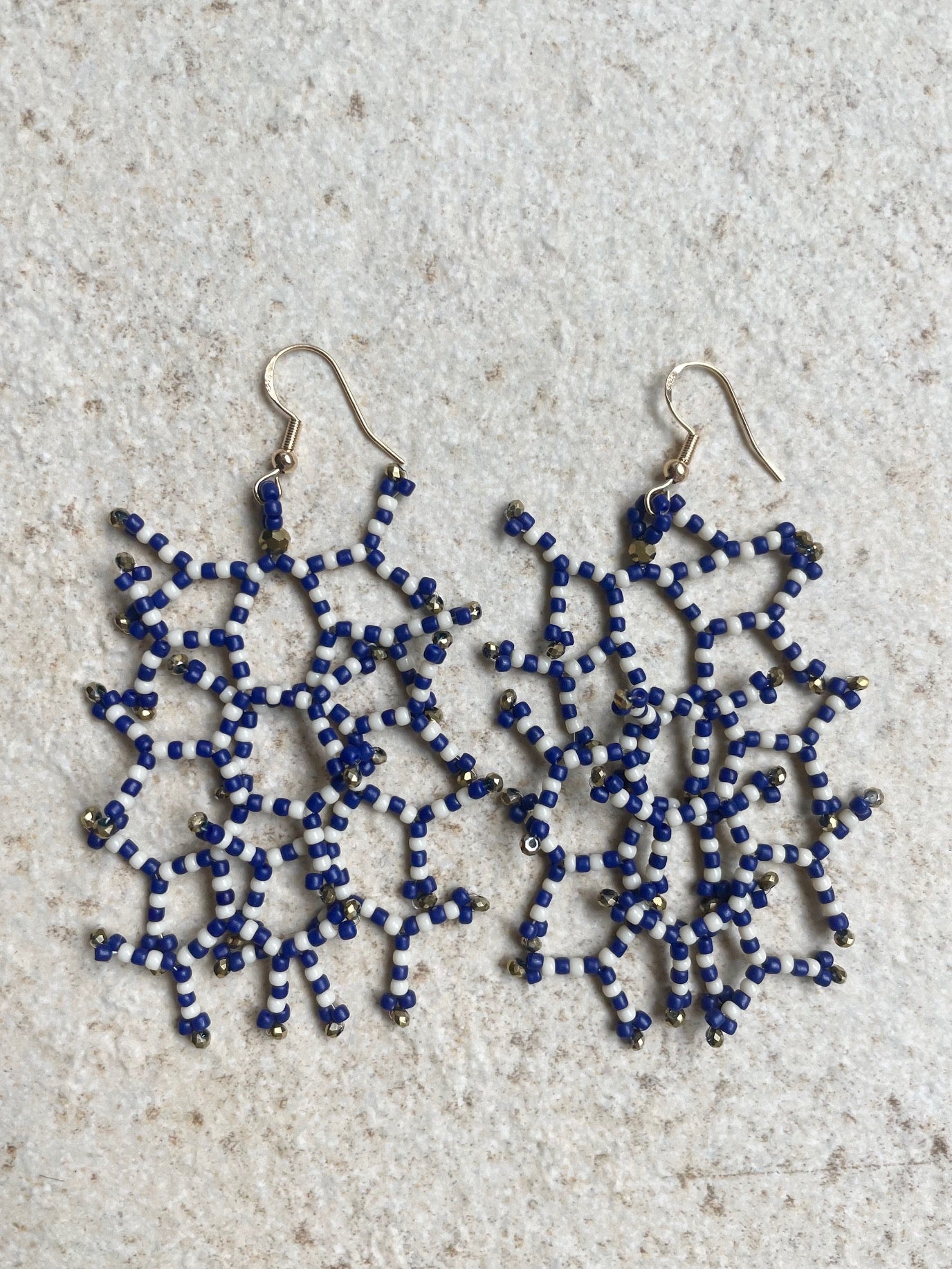 Opaque cream white & blue