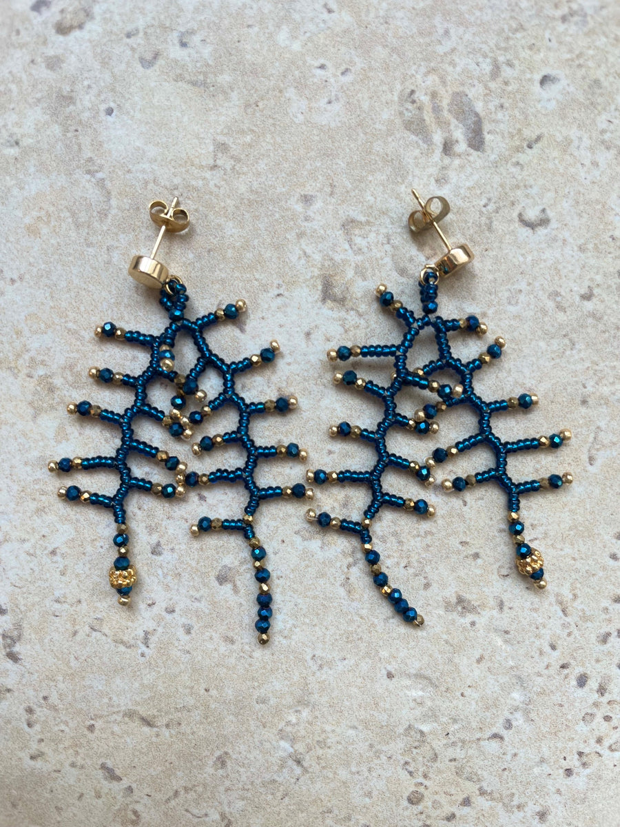 Glossy ocean blue with gold