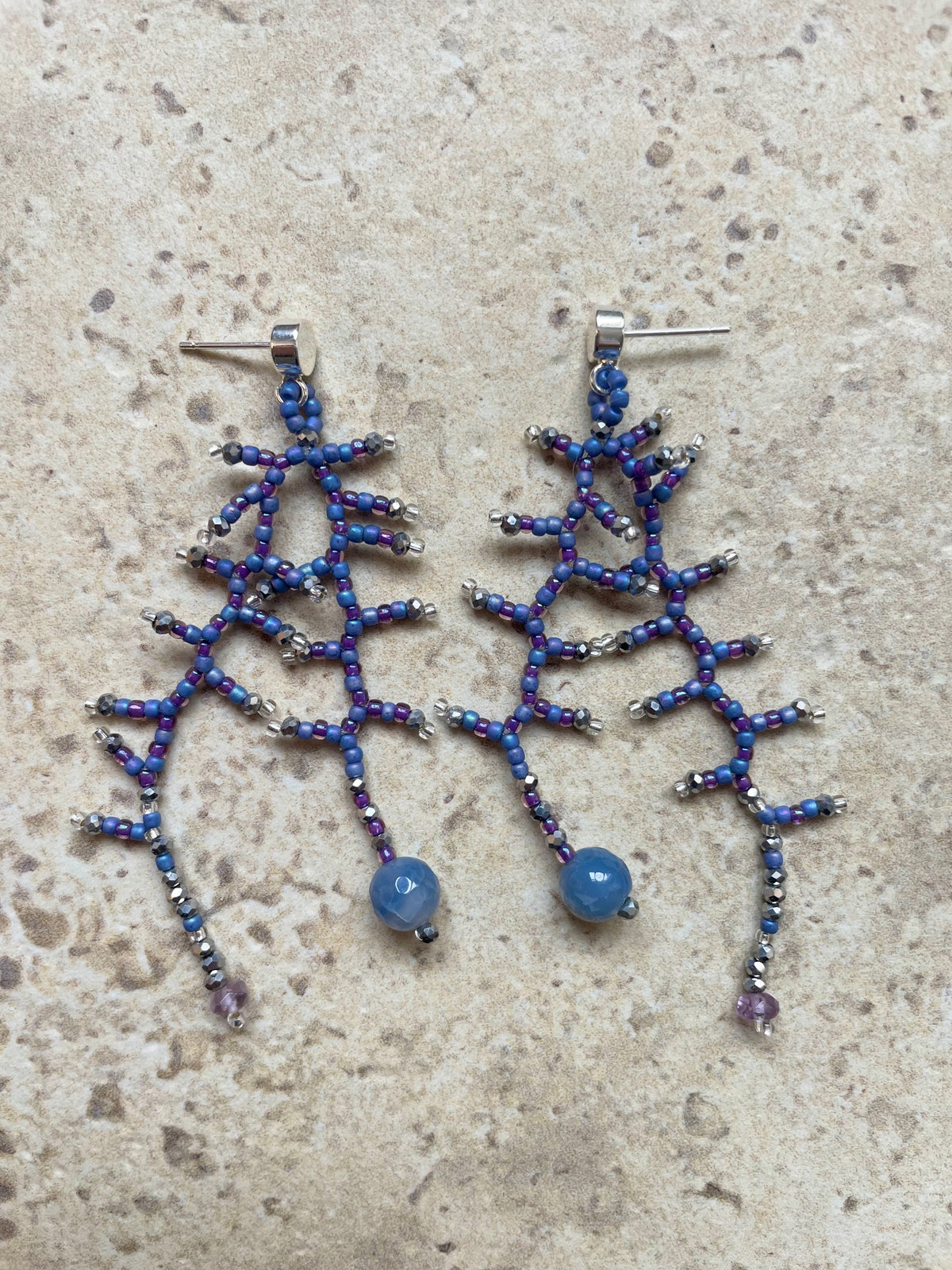 Semi glazed blue with silver
