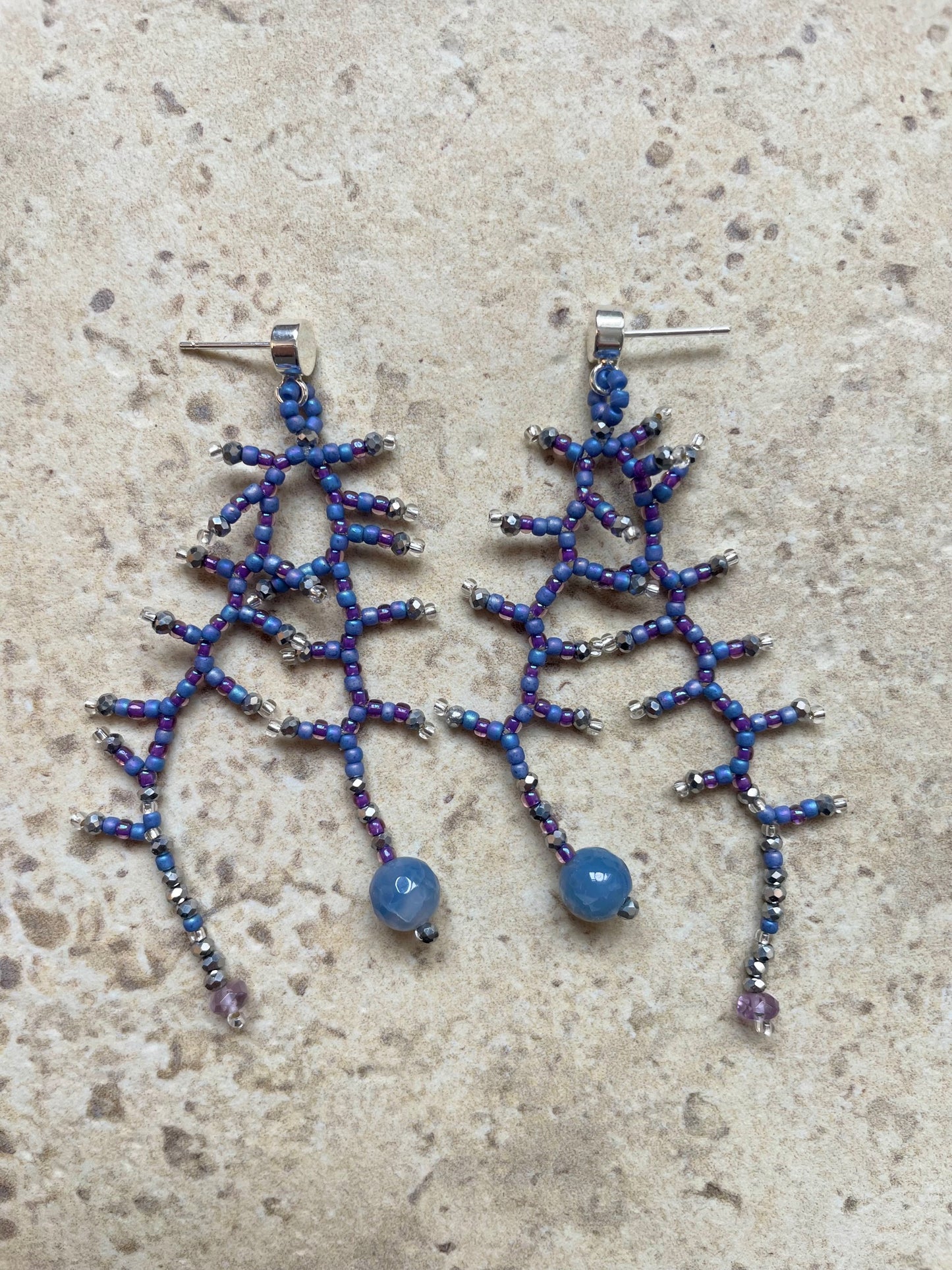 Semi glazed blue with silver
