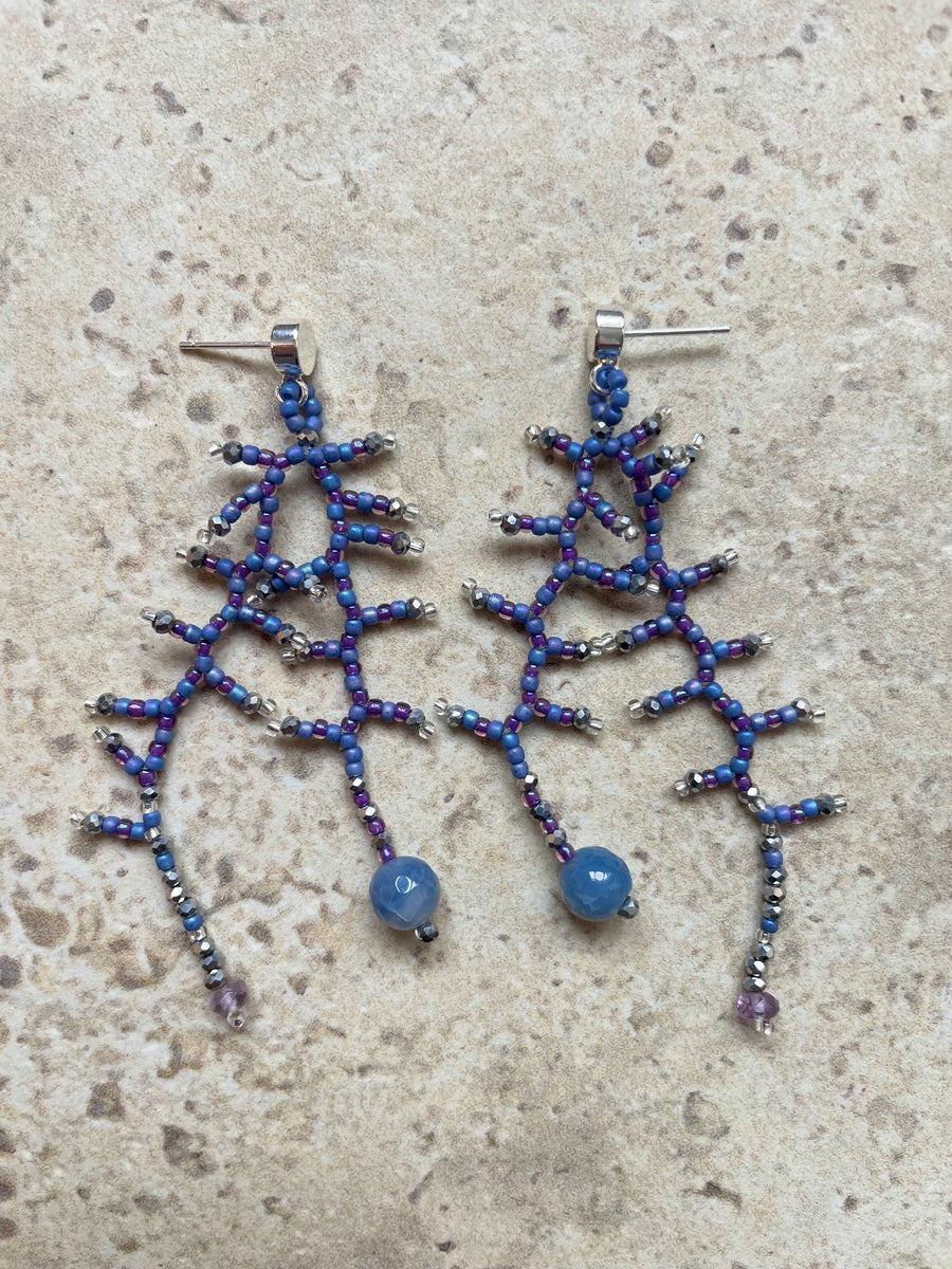 Semi glazed blue with silver
