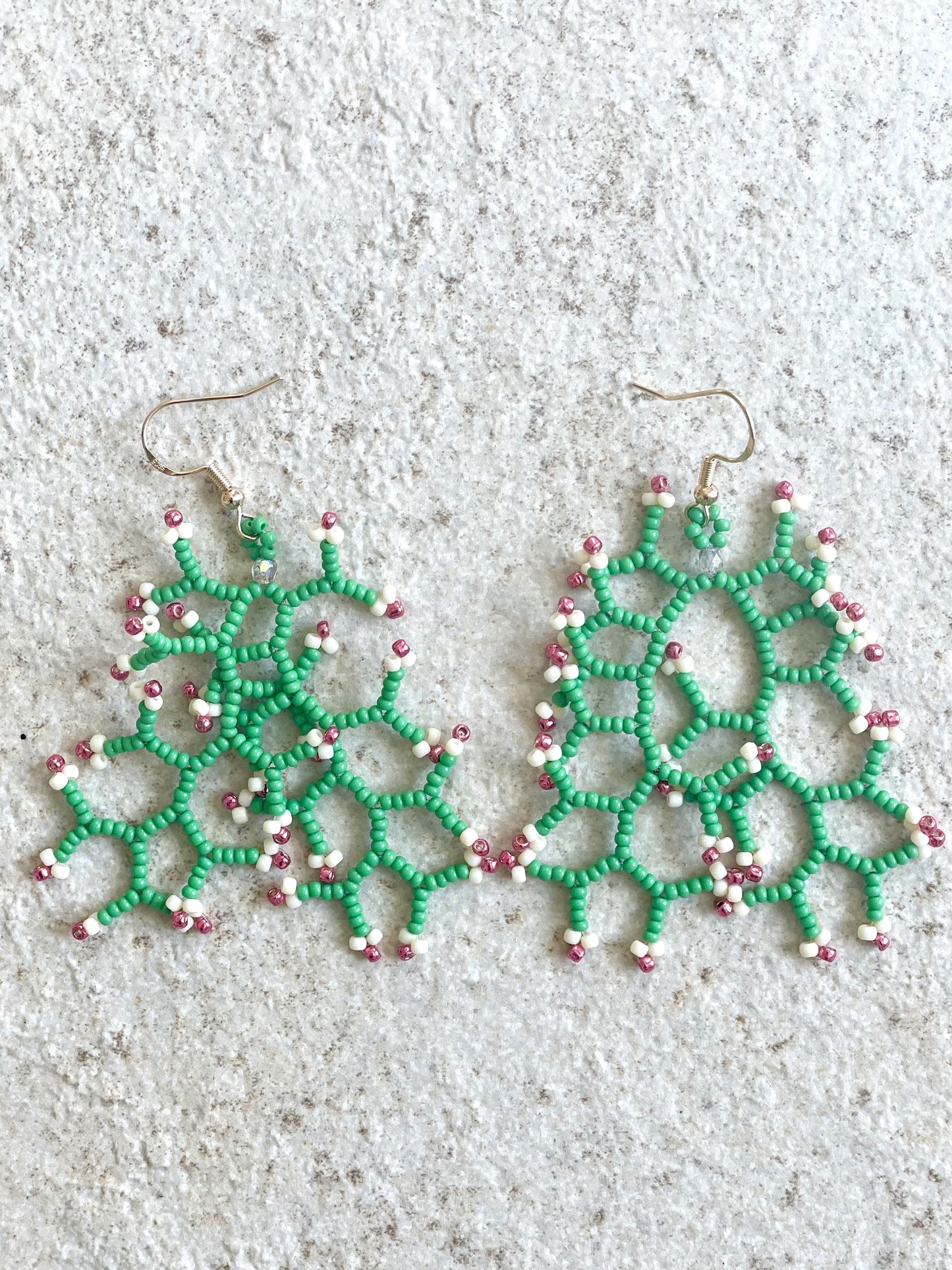 Opaque grass green with pink & white