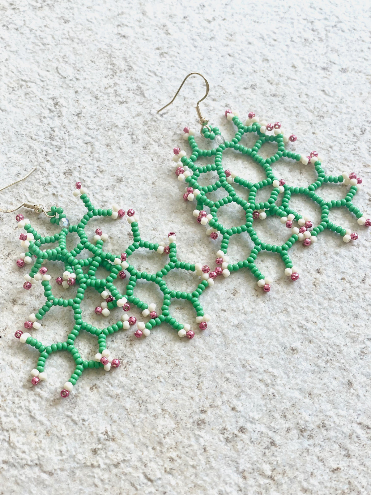 Opaque grass green with pink & white