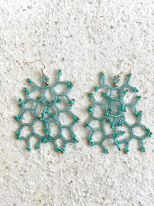 Glossy aqua gold lined